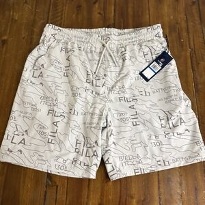 FILA Deckland AOP Shorts Mens XL White Biella Italia All Over Print Swim Trunks